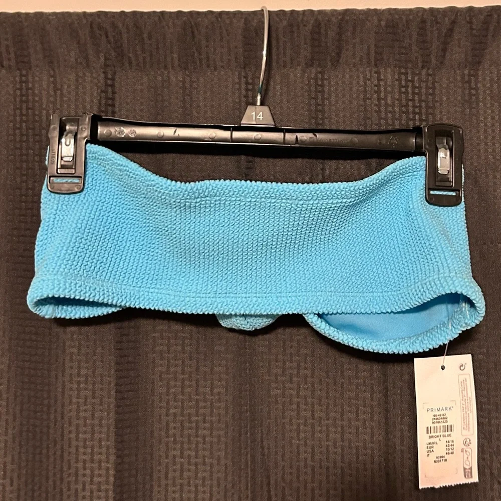 NEW Primark Swim Strapless Bikini Top Textured Aqua Blue Womens Size Large - Picture 3 of 6
